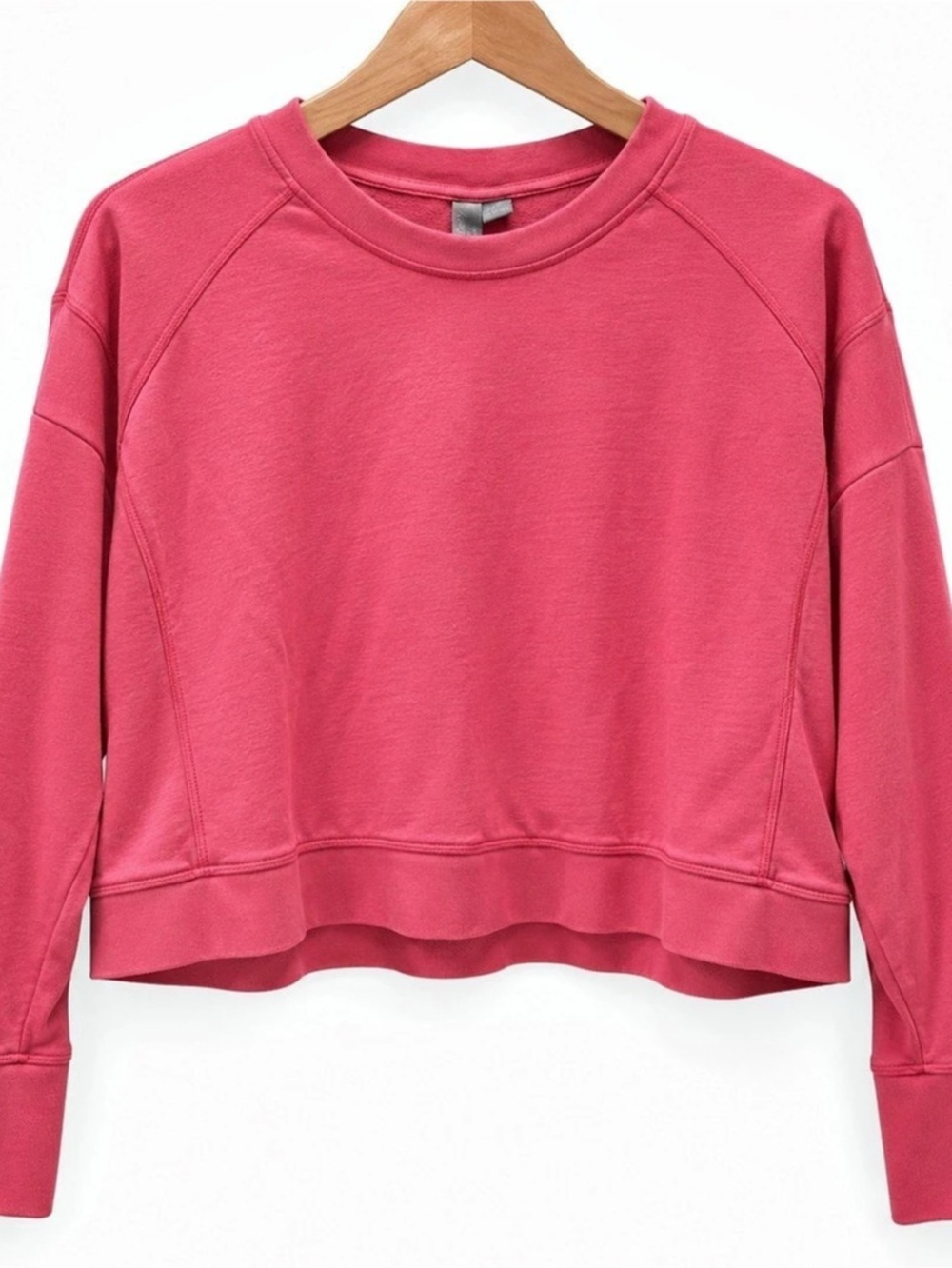 Sweaty Betty Pink Cropped Sweatshirt Thumbhole Pullover Size 10